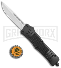 Atomic Defender Medium OTF Automatic Knife Black - Satin Drop Point -Knives Sale Online Shop Atomic Defender Medium OTF Auto Black Satin DP GX 35866 jr bottlecap large
