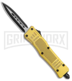 Atomic Defender Mini Gold OTF Automatic Dagger Knife - Two Tone Plain
