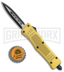 Atomic Defender Mini Gold OTF Automatic Dagger Knife - Two Tone Plain -Knives Sale Online Shop Atomic Defender Mini OTF Auto Gold TT Dagger BHQ 141217 jr bottlecap 2 large