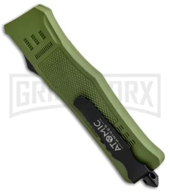 Atomic Defender Large OTF Automatic Knife OD Green - Two Tone Tanto -Knives Sale Online Shop Atomic Lance Tanto OD Green OTF TT Plain GX 30988 jr side large