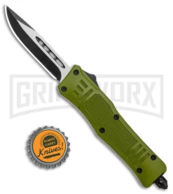 Atomic Defender Mini OTF Automatic Knife OD Green - Two Tone Drop Point -Knives Sale Online Shop Atomic Mini Defender OD Green Auto TT GX 22010 jr bottlecap large