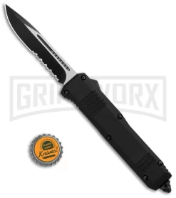 Atomic Shield Large Drop Point Black OTF Automatic Knife - Two Tone Serrated -Knives Sale Online Shop Atomic Shield Large DP Black OTF TT Serr GX 34162 jr bottlecap large