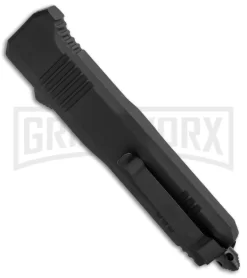 Atomic Shield Large Drop Point Black OTF Automatic Knife - Two Tone Serrated -Knives Sale Online Shop Atomic Shield Large DP Black OTF TT Serr GX 34162 jr side large