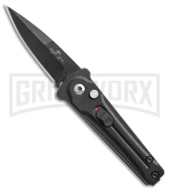 Bear Ops Black Bold Action III Mini Automatic Knife - Black Plain