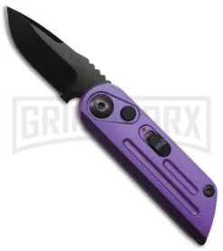 Bear Ops Bold Action XIV Purple Stainless Steel Automatic Knife - Black Plain