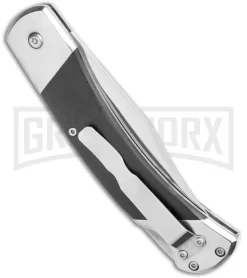 Bear And Son Black G-10 Automatic Lockback Knife - Satin Plain GA97 -Knives Sale Online Shop Bear and Son Auto LB Black G 10 Satin GA97 BHQ 120902 jr side large