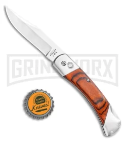 Bear And Son Rosewood Automatic Lockback Knife - Satin Plain -Knives Sale Online Shop Bear and Son Automatic Lockback Knife Rosewood 5 Satin BHQ 120296 LS Bottlecap jr large