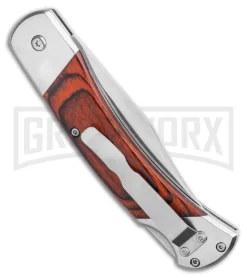 Bear And Son Rosewood Automatic Lockback Knife - Satin Plain -Knives Sale Online Shop Bear and Son Automatic Lockback Knife Rosewood 5 Satin BHQ 120296 LS Side large