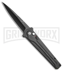 Bear Ops Black Bold Action III Automatic Knife - Black Plain