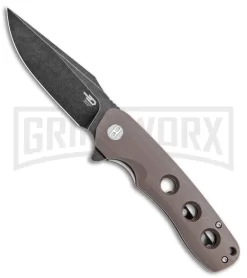 Bestech Knives Arctic Liner Lock Knife Brown G-10 - Black Stonewash Plain