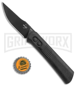 Boker Lundquist Alluvial Black Aluminum Automatic Knife - Black Plain -Knives Sale Online Shop Boker Lundquist Alluvial Auto Black Aluminum Black BHQ 125068 jr bottlecap large