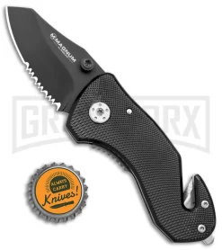 Boker Magnum Compact Rescue Black Liner Lock Knife - Black Serrated -Knives Sale Online Shop Boker Magnum Compact Rescue LL Black BHQ 40385 jr bottlecap large