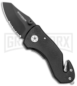 Boker Magnum Compact Rescue Black Liner Lock Knife - Black Serrated