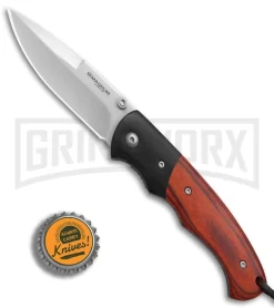 Boker Magnum Woodpecker Pakka Wood Folding Knife - Satin Plain -Knives Sale Online Shop Boker Magnum Woodpecker BHQ 80835 er bottlecap large