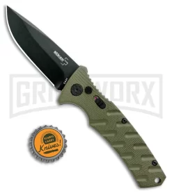Boker Plus Strike OD Green Manual Knife - Drop Point Black Plain -Knives Sale Online Shop Boker Plus Strike Bowie Auto OD Green Black 01BO432NSOI BHQ 97033 jr bottlecap large
