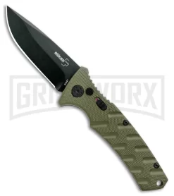 Boker Plus Strike OD Green Manual Knife - Drop Point Black Plain