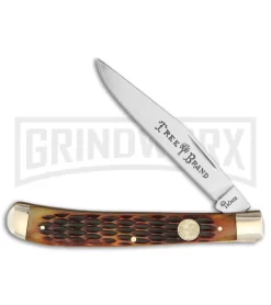 Boker Slim Line Trapper Brown Jigged Bone Pocket Knife