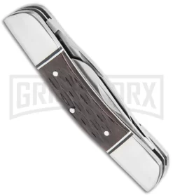 Browning Triple Edge Brown Jigged Bone Pocket Knife -Knives Sale Online Shop Browning Triple Edge Traditional Brown Jigged Bone BHQ 77796 jr side large