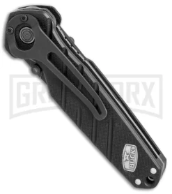 Buck Knives Buck Black Alpha Crosslock Knife W/ Saw & Gut Hook Blade - Black -Knives Sale Online Shop Buck 183 Alpha Crosslock blackout G10 saw gut hook black BHQ 66586 er side large