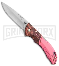 Buck Knives Buck Bantam BBW Pink Mossy Oak Camo Folding Knife - Satin Plain