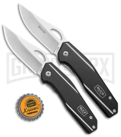 Buck Dealer Tin 247/246 Black Aluminum 2-for-1 Pocket Knife Satin Plain -Knives Sale Online Shop Buck Dealer Tin 247 246 LL Kit BHQ 141778 jr bottlecap large