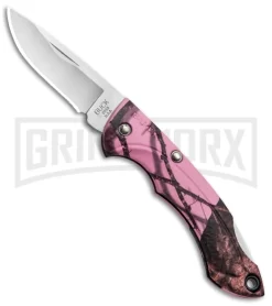 Buck Knives Buck Nano Bantam Pink Mossy Oak Camo Folding Knife - Satin Plain