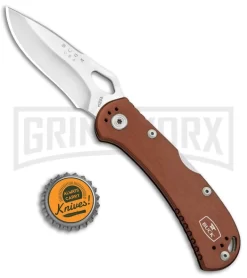 Buck Knives SpitFire Brown Folding Knife - Satin Plain -Knives Sale Online Shop Buck SpitFire LB Brown Satin 0722BRS BHQ 92989 jr bottlecap large