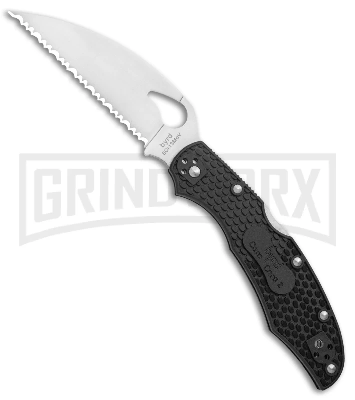 Byrd Cara Cara 2 Folding Knife Black FRN Wharncliffe - Satin Serr 1 Byrd Cara Cara 2 Folding Knife Black FRN Wharncliffe - Satin Serr