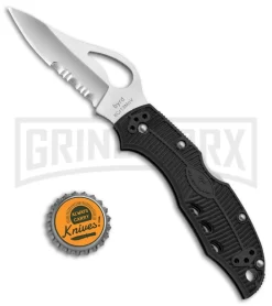 Byrd Meadowlark Black FRN Folding Knife - Satin Serr -Knives Sale Online Shop Byrd Meadlowlark FRN LB Satin Serr BY04PSBK BHQ 6921 jr bottlecap large