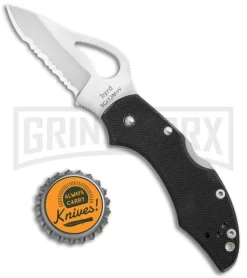 Byrd Robin Serrated Black G-10 Folding Knife - Satin Serrated -Knives Sale Online Shop Byrd Robin 2 LB Serr Black Satin BY10GS BHQ 120260 jr bottlecap large