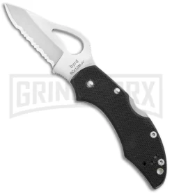 Byrd Robin Serrated Black G-10 Folding Knife - Satin Serrated