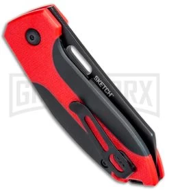 CRKT Burnley Sketch Black/Red Wharncliffe Liner Lock Folding Knife - Black Plain -Knives Sale Online Shop CRKT Burnley Sketch Wharncliffe LL Black 2430 BHQ 71241 jr side 3 large