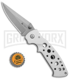 CRKT Crawford Kasper Professional Gray Folding Knife - Gray Plain -Knives Sale Online Shop CRKT Crawford Kasper Professional LL Silver Gray 7772 BHQ 76580 jr bottlecap large