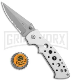 CRKT Crawford Kasper Professional Folding Knife - Gray Serr -Knives Sale Online Shop CRKT Crawford Kasper Professional LL Silver Gray Serr 7728 BHQ 75702 jr bottlecap large