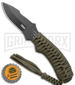CRKT Thunder Strike Fixed Blade Neck Knife - Black Plain -Knives Sale Online Shop CRKT Crawford Thunder Strike Neck Green Paracord Black BHQ 27278 jr bottlecap large