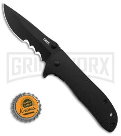CRKT Drifter Black Resin Pocket Knife - Black Veff Serrations -Knives Sale Online Shop CRKT Drifter Knife w Veff Seerations Black Resin Infused Handle 2in Black BHQ 180917 td size large