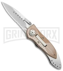 CRKT Elishewitz E-Lock Bronze Folding Knife - Satin Serr