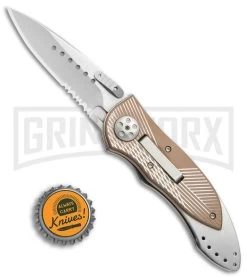 CRKT Elishewitz E-Lock Bronze Folding Knife - Satin Serr -Knives Sale Online Shop CRKT Elishewitz E Lock bronze satin serr 7333 BHQ 0477 er size large