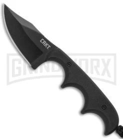 CRKT Folts Minimalist Black G-10 Bowie Neck Knife - Black Plain
