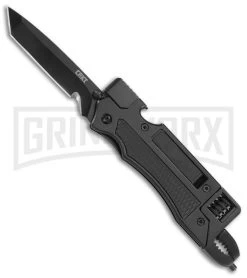 CRKT Septimo Multi-Tool Black Aluminum Liner Lock Knif - Tanto Black Plain