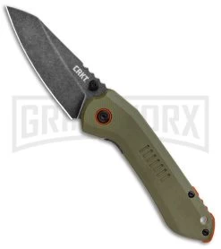CRKT Schwarz Overland OD Green G10 Frame Lock Knife - SW Plain -Knives Sale Online Shop CRKT Swarz Overland FL OD Green G 10 Black SW 6280 BHQ 103632 jr large