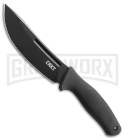 CRKT Humdinger Black Fixed Blade Knife - Black Plain