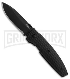 CRKT Lucas Burnley Aux Black Folding Knife - Black Serr