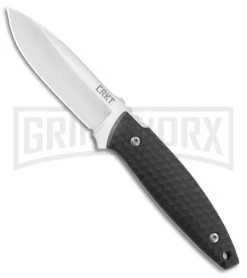 CRKT Aux Black Fixed Blade Knife - Satin Plain
