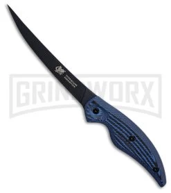 Camillus Cuda 6" Professional Boning Blue Micarta Fixed Blade Knife- Black Plain
