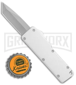 Chud Silver OTF Automatic Knife - Satin Tanto Plain -Knives Sale Online Shop Chud Mini Silver OTF Auto Satin Tanto GX 38494 jr bottlecap large