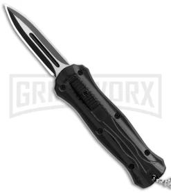Clone OTF Automatic Knife Keychain Black - Two Tone Dagger Plain
