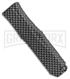 Mini Marvel Sim. Carbon Fiber HL OTF Automatic Knife - Black Tanto Blade -Knives Sale Online Shop Coffin Blaster Sim CF DA OTF Auto Tanto Black GX 33815 jr side large