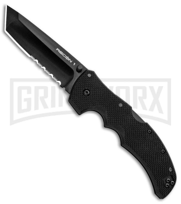 Cold Steel Recon I Tanto Point Folding Knife - Black Serr 1 Cold Steel Recon I Tanto Point Folding Knife - Black Serr