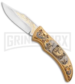 Custom Russian Gold Bear Automatic Knife - Polish Plain
